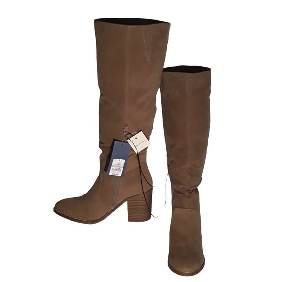 Universal Thread Shoes - Universal Thread “Lainee” Heeled Scrunch Knee-high Boots Taupe Size 9 NWT